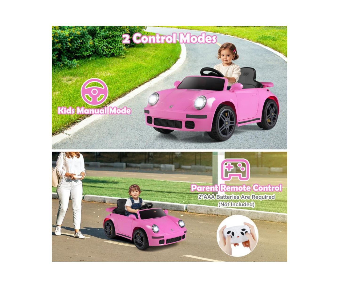 Детская игрушка HONGGE Electric Remote-Control Ride-On Car, 1-Seat, Ages 3-7, цвет: Розовый — фото 4