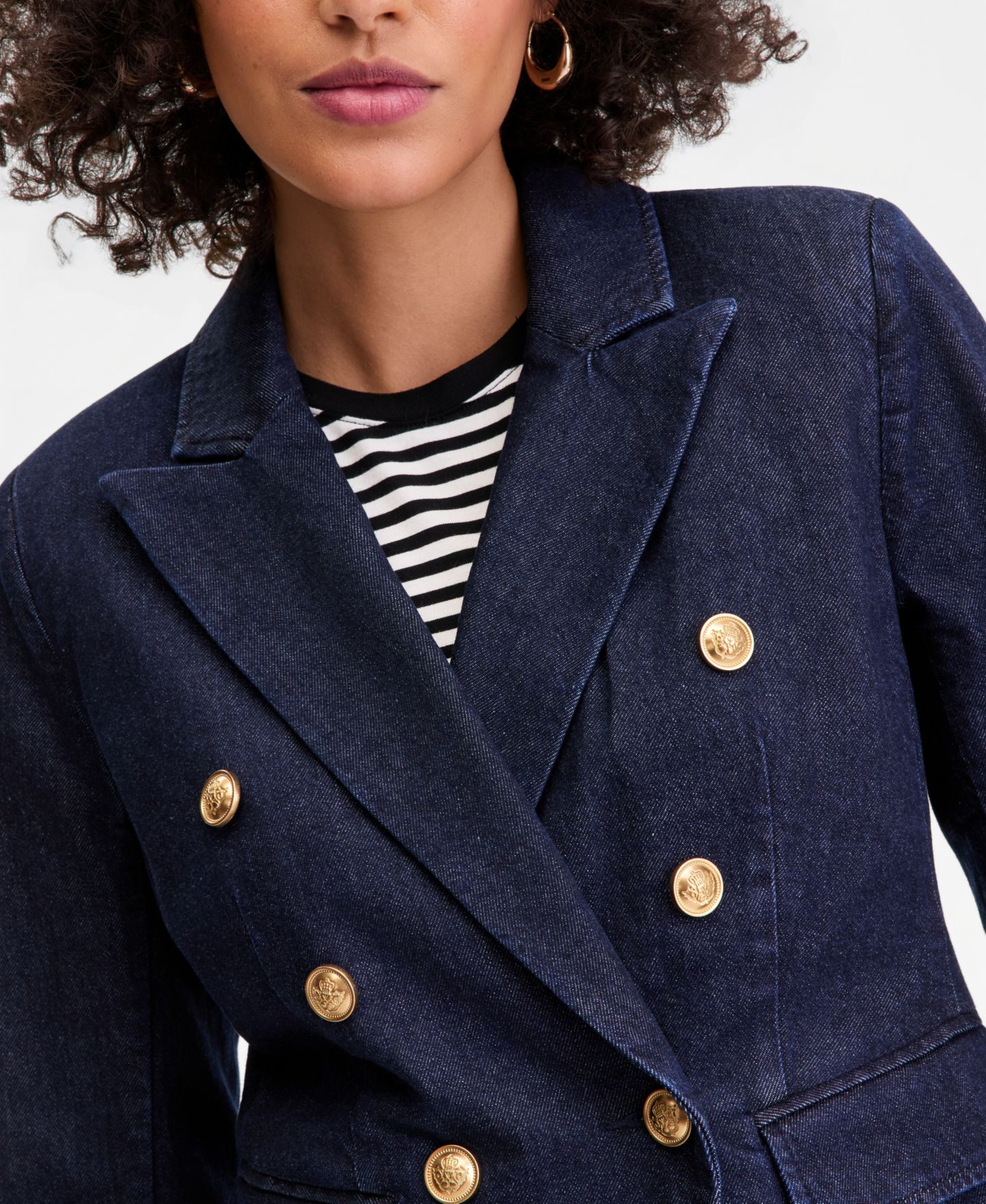 Женский пиджак I.N.C. International Concepts Double-Breasted Denim Blazer, цвет: Варёный — фото 4