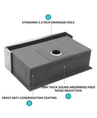 30x22x10inch Stainless Steel Farmhouse Kitchen Sink Workstation Apron Front 16 Gauge