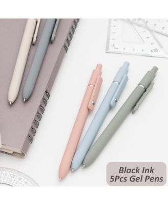 5Pcs Gel Pens, 0.5mm Black Ink Pens with Smooth Writing, Quick Dry Aesthetic Pens for Journaling and Note Taking (Morandi)