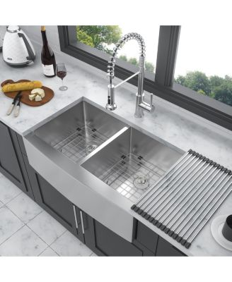 33x21x10inch Double Bowl Farmhouse Sink Stainless Steel 16 Gauge Apron Front Kitchen Sink