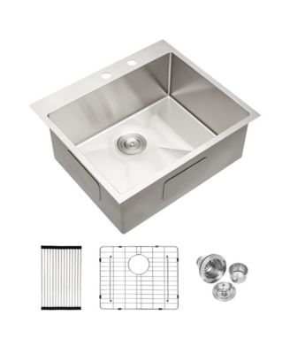 25x22x10inch Stainless Steel Kitchen Sink Drop In Single Bowl 16 Gauge Deep Basin