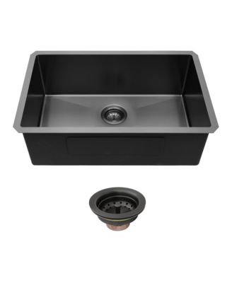 33x19x9inch Gunmetal Black Undermount Single Bowl Kitchen Sink 16 Gauge T304 Stainless Steel with Drain Assembly