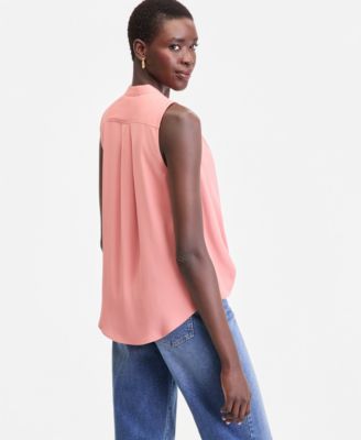 Women's Sleeveless Faux Wrap Blouse