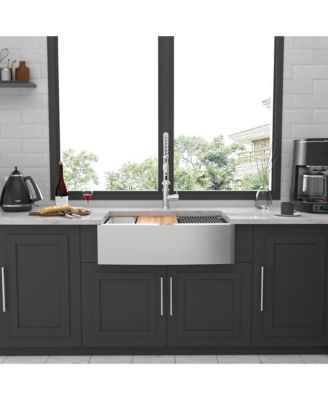 36x22x10inch Farmhouse Kitchen Sink Workstation Stainless Steel Apron Front 16 Gauge