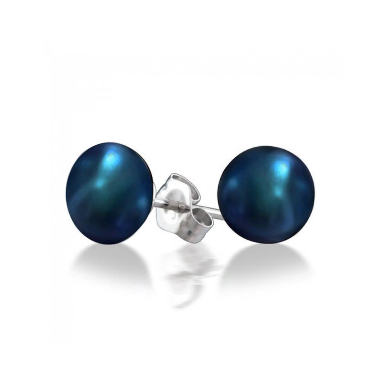 Bling Jewelry Peacock Blue Black Freshwater Cultured Pearl Jewelry Set Necklace Bracelet Earrings