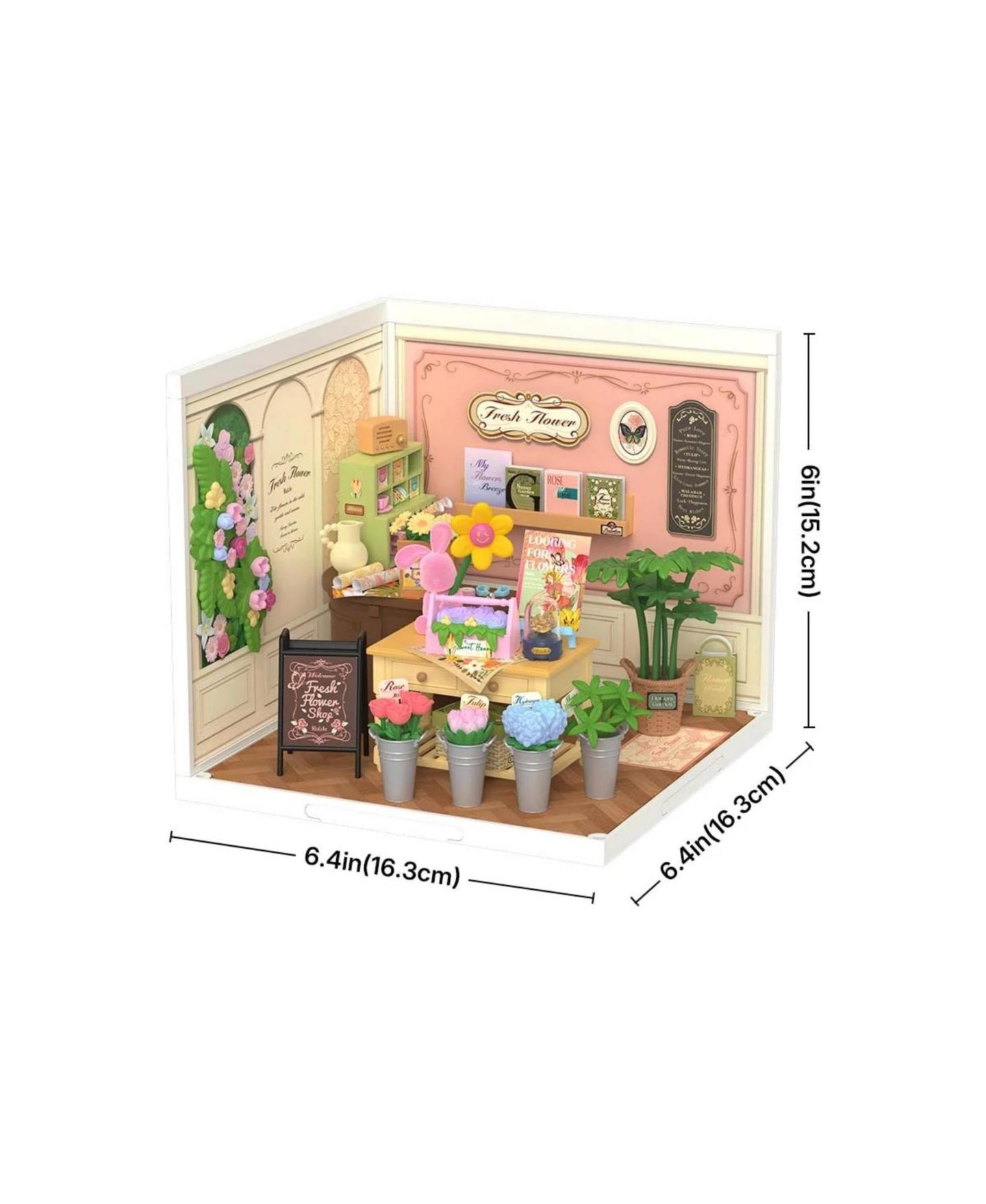 Детский конструктор Robotime Fresh Flower Shop 150+ Piece 3D Wooden Puzzle Building Set, Ages 14+ — фото 4