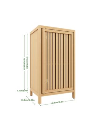 Bathroom Bamboo Storage Cabinet - Freestanding Floor Cabinet with Door and Shelf