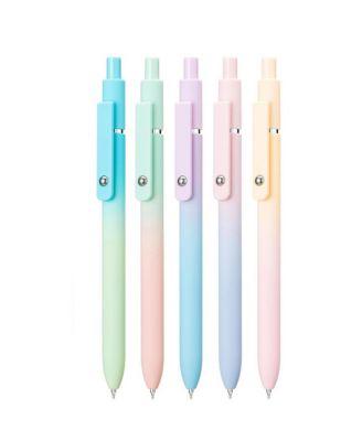 5Pcs Gel Pens, 0.7mm Black Ink Pens with Retractable Fine Point, Writing Supplies for Journaling and Note Taking (Gradient)