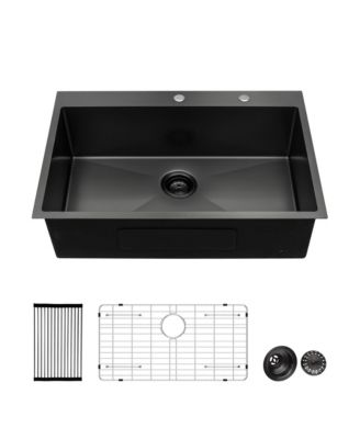 huluwat 28x22x10inch Gunmetal Black Kitchen Sink Drop In Topmount Stainless Steel 16 Gauge