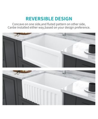 huluwat 24x18x10inch White Farmhouse Sink Ceramic Single Bowl Reversible Apron Front Laundry