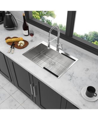 33x22x9inch Stainless Steel Kitchen Sink Drop In Single Bowl 16 Gauge Topmount