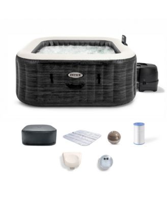 PureSpa Greystone Deluxe 4 Person Inflatable Hot Tub Square Spa, 69" x 28"