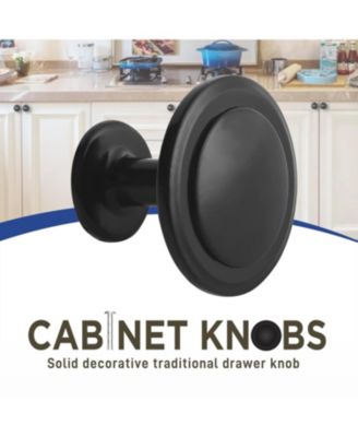 20 Pack 1-1/4 Inch Matte Black Cabinet Knobs, Rust-Proof Zinc Alloy Drawer Pulls with Adjustable Screws for Kitchen & Cabinets