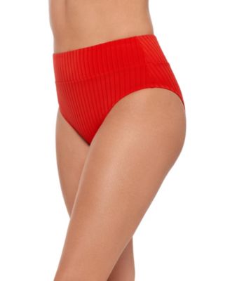Women's S3 Smoothing Ribbed Banded High-Waist Swimsuit Bikini Bottoms
