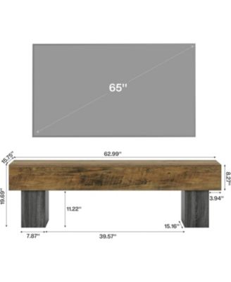 63" TV Stand, Farmhouse Entertainment Center, Low TV Console Table, Long Media Console Television Stands for 55/60/65 Inches TV
