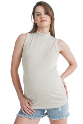 Women's Maternity Sleeveless Mock Neck Tank Top