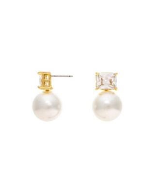 Cubic Zirconia and Pearl Drop Stud Earring