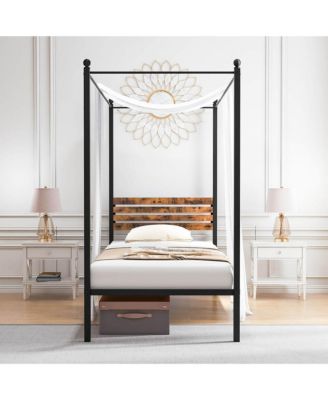  4-Post Canopy Bed Frame Rustproof Metal Noise-free with Foot Pads