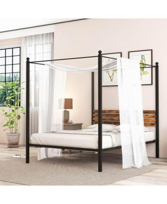  4-Post Canopy Bed Frame Rustproof Metal Noise-free with Foot Pads
