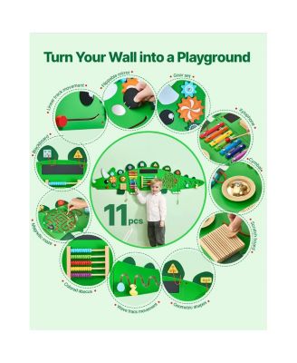 Dinosaur Activity Wall Busy Board Panels, 11 Activities, Montessori Sensory Wall Toy for Kids 3-12 Years
