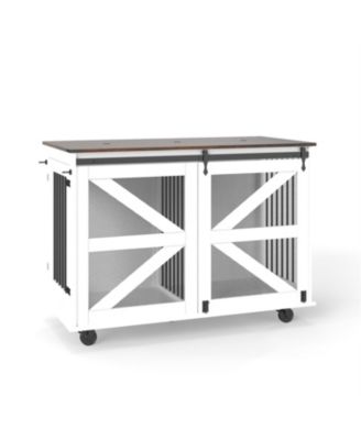 Dog Crate with Flip-Top Feeding Door, Dual-Access in White