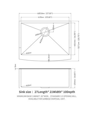 huluwat 27x21x10inch Gunmetal Black Farmhouse Kitchen Sink Stainless Steel Apron Front 16 Gauge