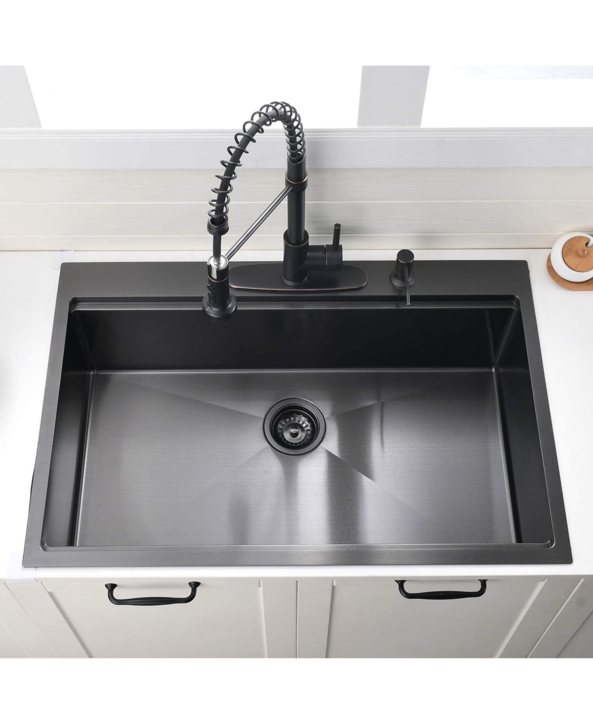 flynama 36x22inch Gunmetal Black Workstation Kitchen Sink 16 Gauge Stainless Steel with Accessories