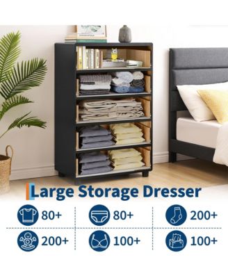 5 Drawers Dresser, 46 in Tall Modern Chest of Drawers with Natural Texture