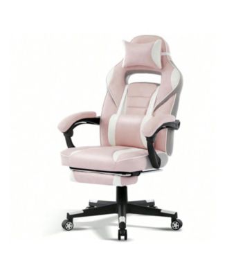 Video Gaming Chair With Massage Lumbar Support And Footrest Height Adjustable Big And 50.3inch Tall Ergonomic PU Leather