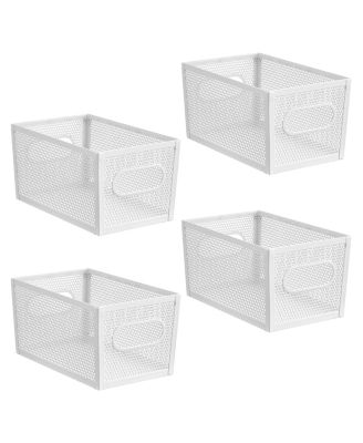 Perforated Metal Storage Bin with Handles - Set of 4 - Matte White