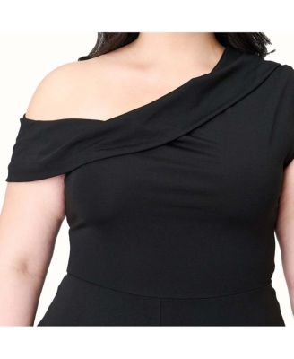 Plus Size Asymmetrical Neck Swing Dress