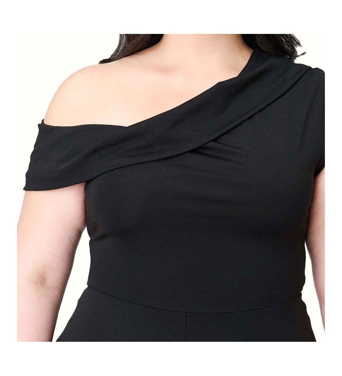 Unique Vintage Plus Asymmetrical Neck Swing Dress