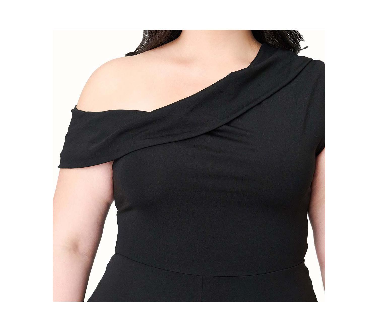 Plus Size Asymmetrical Neck Swing Dress