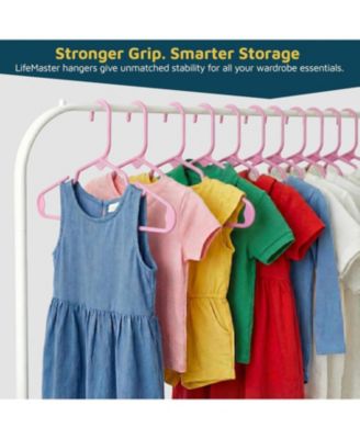 Kids Plastic Hangers, Pink, 11.6", with shoulder notches, space-saving, hold 5 lbs, ideal for baby, toddler & kids  clothes, 50-pack.