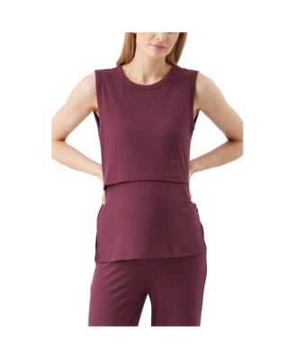 Maternity Ripe Peter Rib Nursing Tank Maroon