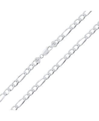 Large Solid Heavy .925 Sterling Silver 8mm Figaro Chain Link Necklace Made in Italy