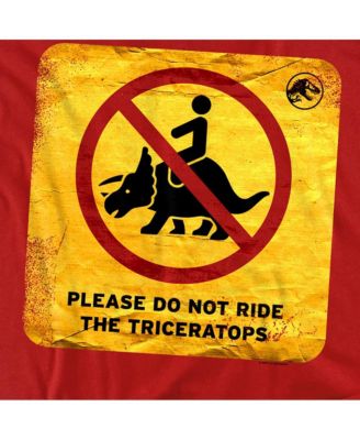 Big & Tall Jurassic World Don't Ride Sign T Shirt