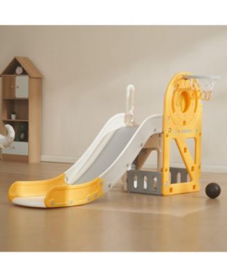 Toddler Slide, Kid Slide for Toddlers with Climbable Ladders & Bus Playhouse, Indoor Outdoor Slide Playset for Kids