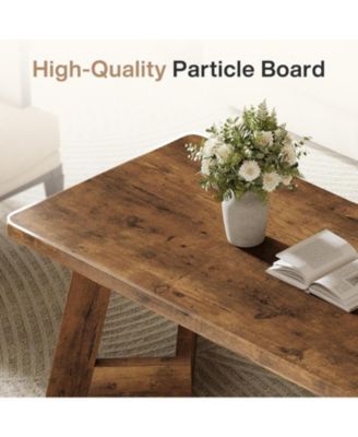 Coffee Table, Farmhouse Center Table with V-Shaped Legs, 47.2 x 23.6 Inches Rectangle Living Room Tables, Easy to Assemble, Rustic Brown
