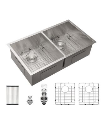 33x19x9inch Undermount Double Bowl Kitchen Sink Stainless Steel 16 Gauge 50 and 50