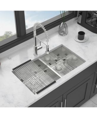 30x19x10inch Undermount Double Bowl Kitchen Sink Stainless Steel 16 Gauge 60 and 40