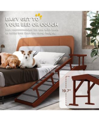 Dog Ramp with Removable Guardrails in Brown and Gray