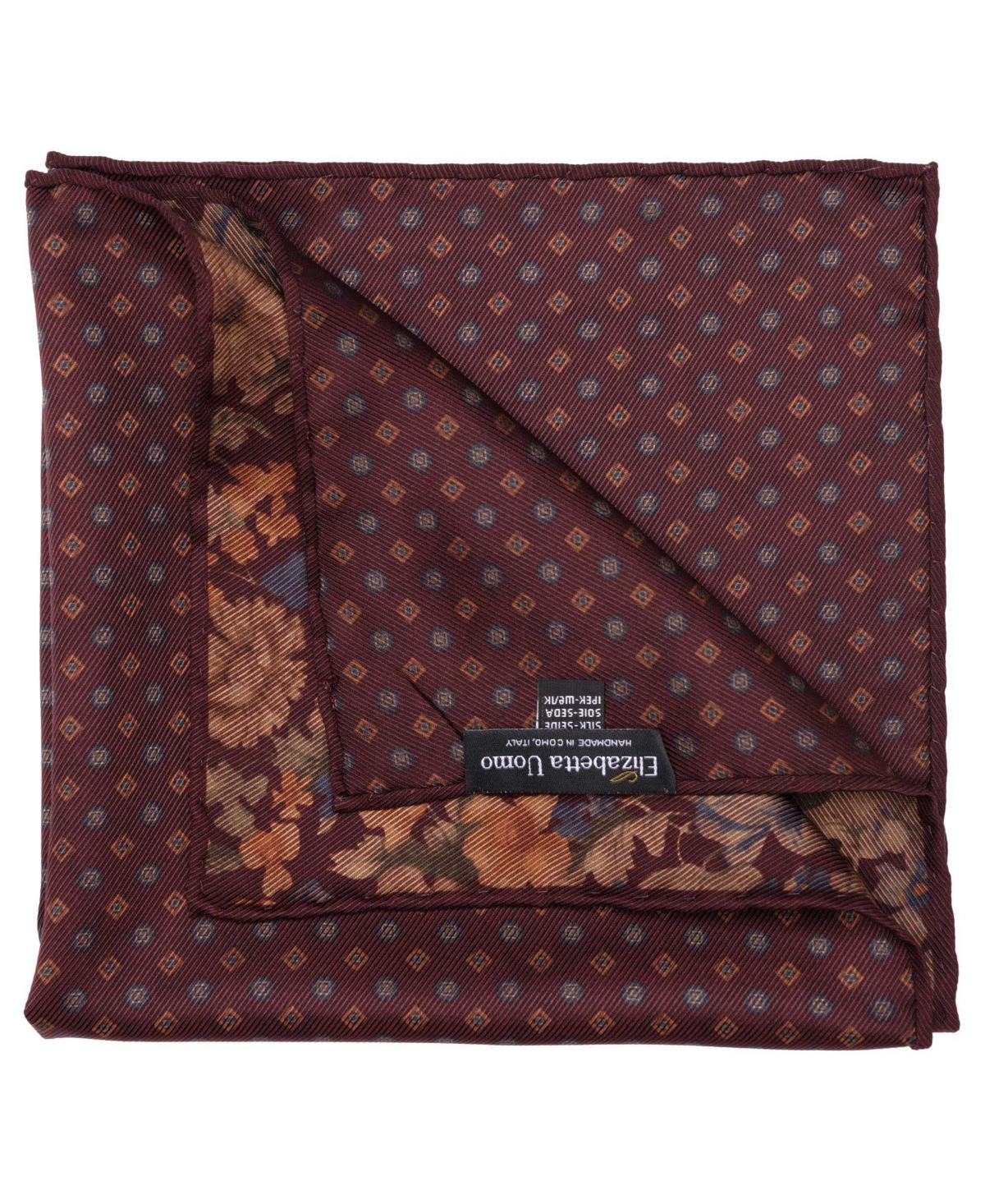 Elizabetta Men's Vico - Double Sided Silk Pocket Square for Men