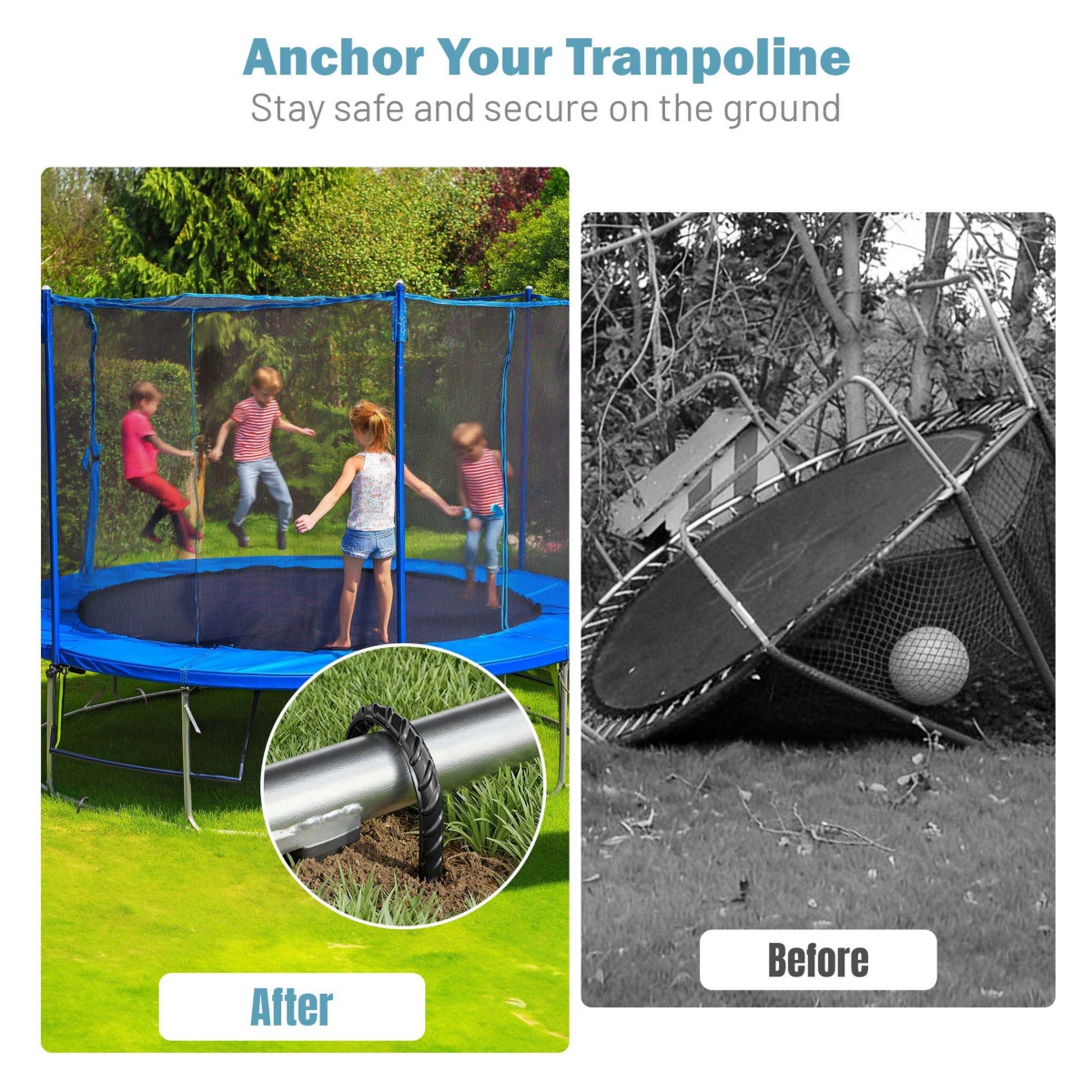 Yescom 32 Pack Trampoline Stakes Ground Anchors 11" U Shaped Heavy Duty for Outdoor Camping Tent