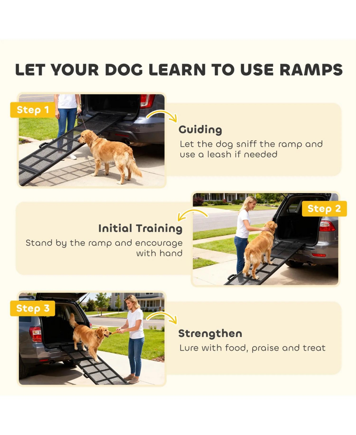 Aostirmotor Folding Portable Dog Ramp Extra Long and Wide Dog Car Ramp in Black