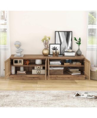 Farmhouse TV Stand for TVs up to 75 Inches with 2 Cabinets