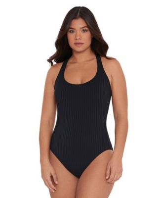 Women's S3 Sculpting Ribbed Scoop-Neck Crossback One-Piece Swimsuit