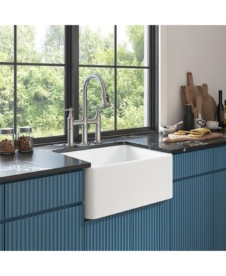 Ceramic Farmhouse Sink Deep Apron Front Undermount Kitchen Single Bowl