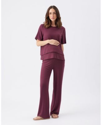 Maternity Ripe Mike Rib Nursing Top Maroon